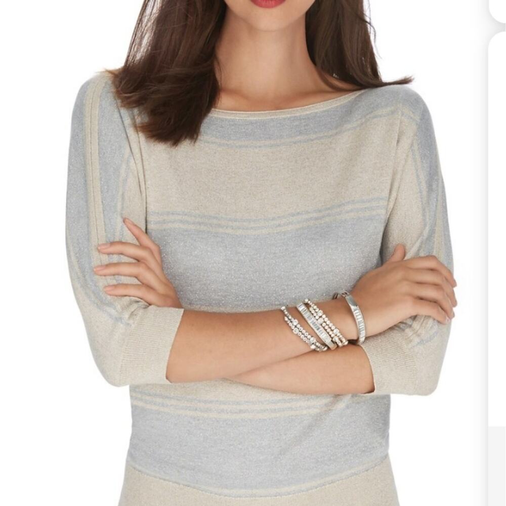 WHBM Silver & Gold Metallic Sweater Size XS